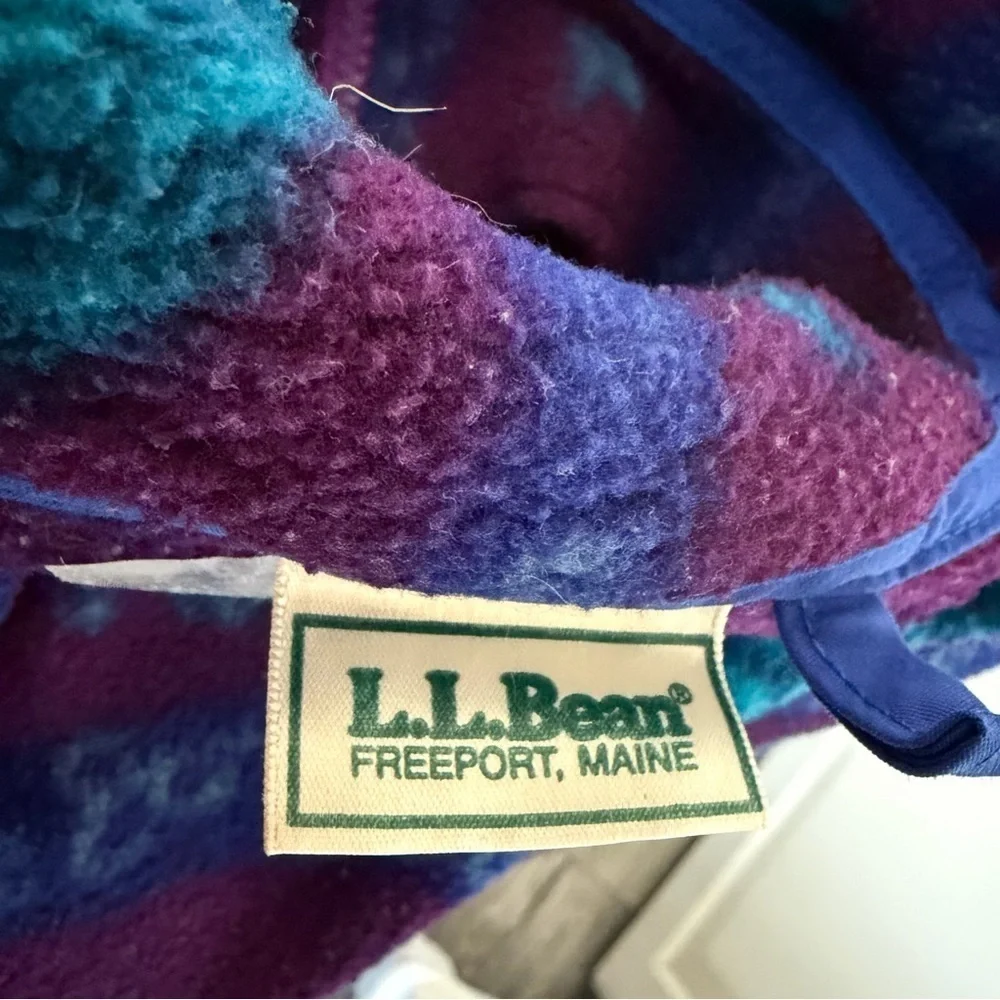 L. L. Bean x urban outfitters vintage leafy print blue fleece jacket 41530